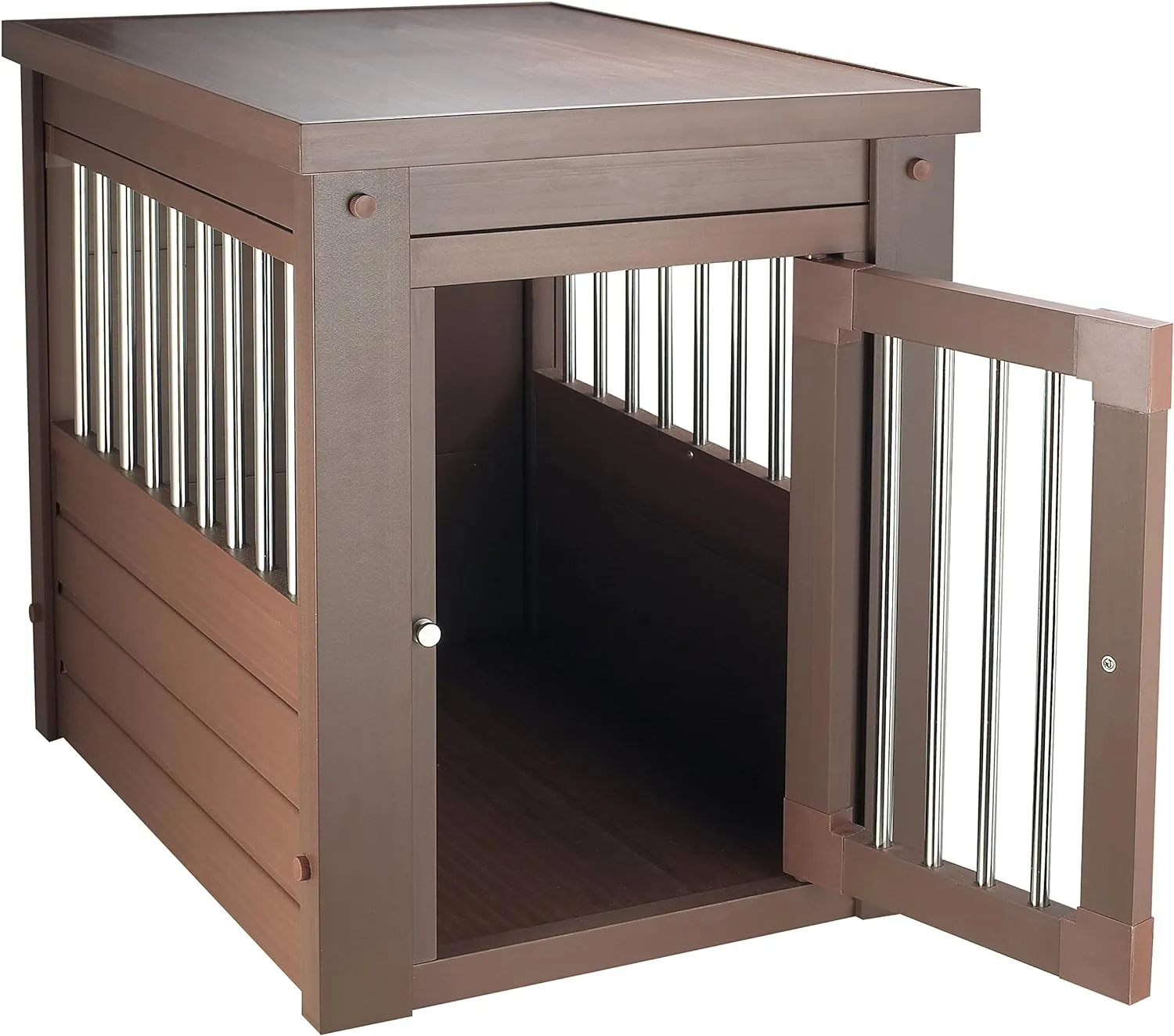 New Age Pet ECOFLEX Dog Crate End Table - Furniture-Style Pet Crate for Crate Trained Dogs - Stainless Steel Tubing & a Latched Closure - 10 Year Manufacturer's Warranty, Small