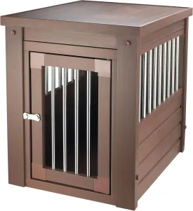 New Age Pet ECOFLEX Dog Crate End Table - Furniture-Style Pet Crate for Crate Trained Dogs - Stainless Steel Tubing & a Latched Closure - 10 Year Manufacturer's Warranty, Small
