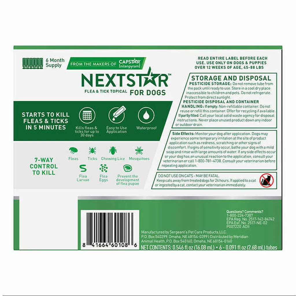 Nextstar Flea & Tick Topical for Large Dogs, 45-88 lbs
