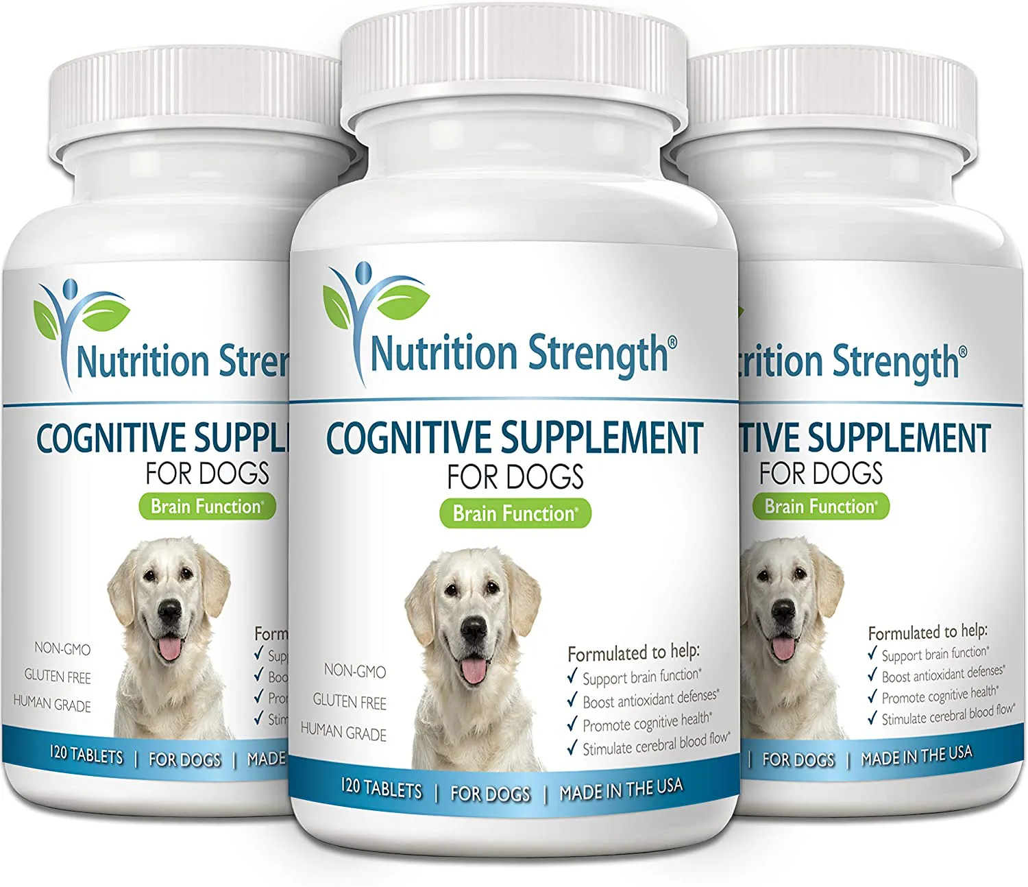 Nutrition Strength Cognitive Support for Dogs, Promotes Dog Brain Health, Mental Support for Old Dogs, Supplement for Dogs with Cognitive Difficulties, 120 Chewable Tablets