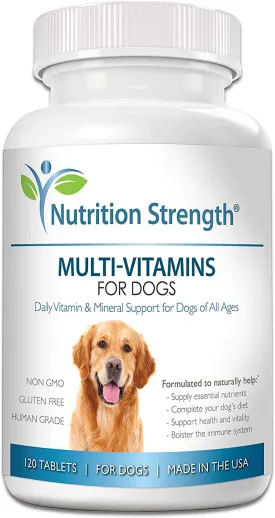 Nutrition Strength Multivitamins for Dogs, Daily Vitamin and Mineral Support, Nutritional Dog Supplements for All Canine Breeds and Sizes, Promotes Immune Health in Pets, 120 Chewable Tablets