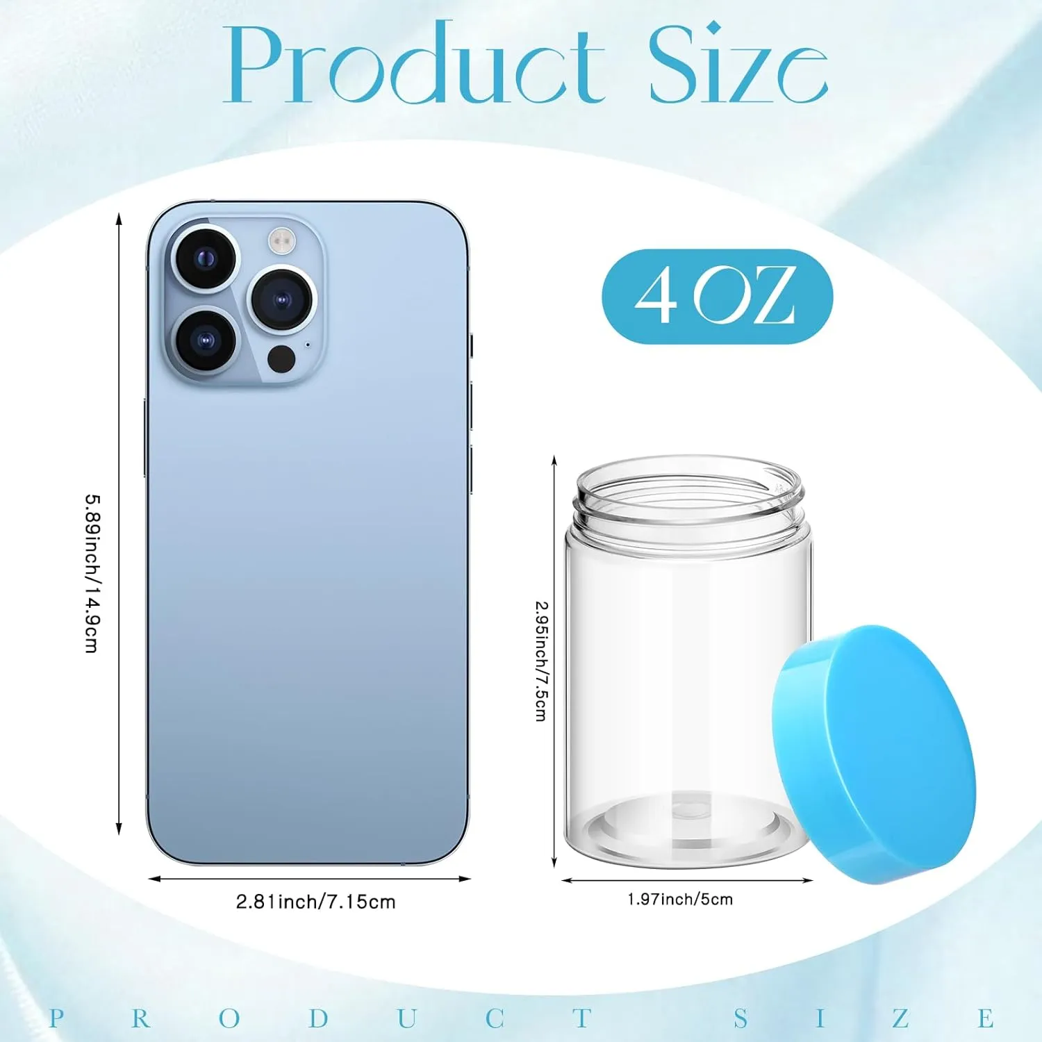 Patelai 4 Pieces Round Wide-mouth Leak Proof Plastic Container Jars with Lids for Travel Storage Makeup Beauty Products Face Creams Oils Salves Ointments DIY Making(4 Ounce,Blue)