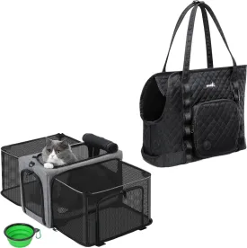 Pecute Dog Purse Carrier, Dog Carrier with Pockets for Small Dogs and Pecute Cat Carrier Expandable, Airline Approved Cat Soft-Sided Carriers