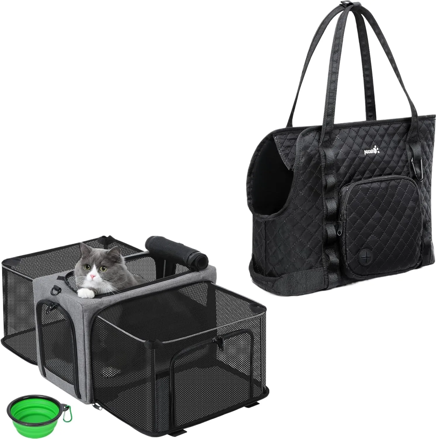 Pecute Dog Purse Carrier, Dog Carrier with Pockets for Small Dogs and Pecute Cat Carrier Expandable, Airline Approved Cat Soft-Sided Carriers