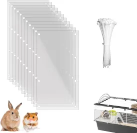 Pet Cage Liner Protection, 12 PCS Clear Edge Guard for Rabbit, Guinea Pig, Hamster, Hedgehog, Chinchilla, Ferret, Bunny - Transparent, 11.8"x5.9"