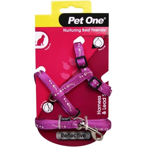 PET ONE CAT HARNESS & LEAD PURPLE