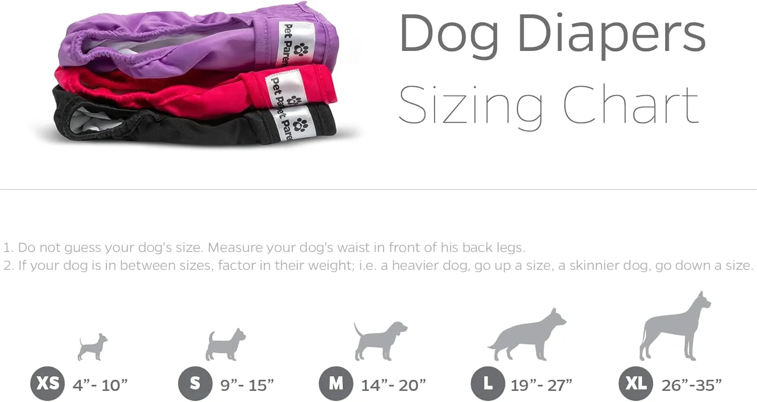 Pet Parents Washable Dog Diapers (3pack)   Extendrs of Durable Doggie Diapers, Premium Dog Diapers Female (Medium, Princess)