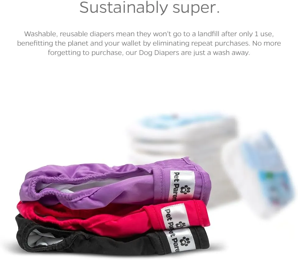 Pet Parents Washable Dog Diapers (3pack)   Extendrs of Durable Doggie Diapers, Premium Dog Diapers Female (Medium, Princess)