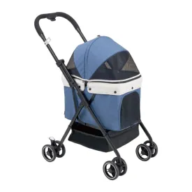 Pet Stroller for Dogs Cats Travel Carrier Strolling Cart with 360 Swivel Front Wheels and Suspension One Button Collapsible Easy Fold Frame Pets Up to 17.6lbs