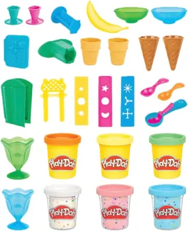 Play Doh Kitchen Creations Ice Cream Party Set with 22 Tools & 6 Colors, 2-Ounce Cans, Back to School Classroom Supplies, Preschool Toys, Ages  3 (Amazon Exclusive)