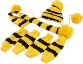POPETPOP Knitted Winter Dog Scarf Hat Set - Winter Warm Caps Neck Warmer Knitted Scarf Hat Leg Warmers Knitted Hat for Dogs