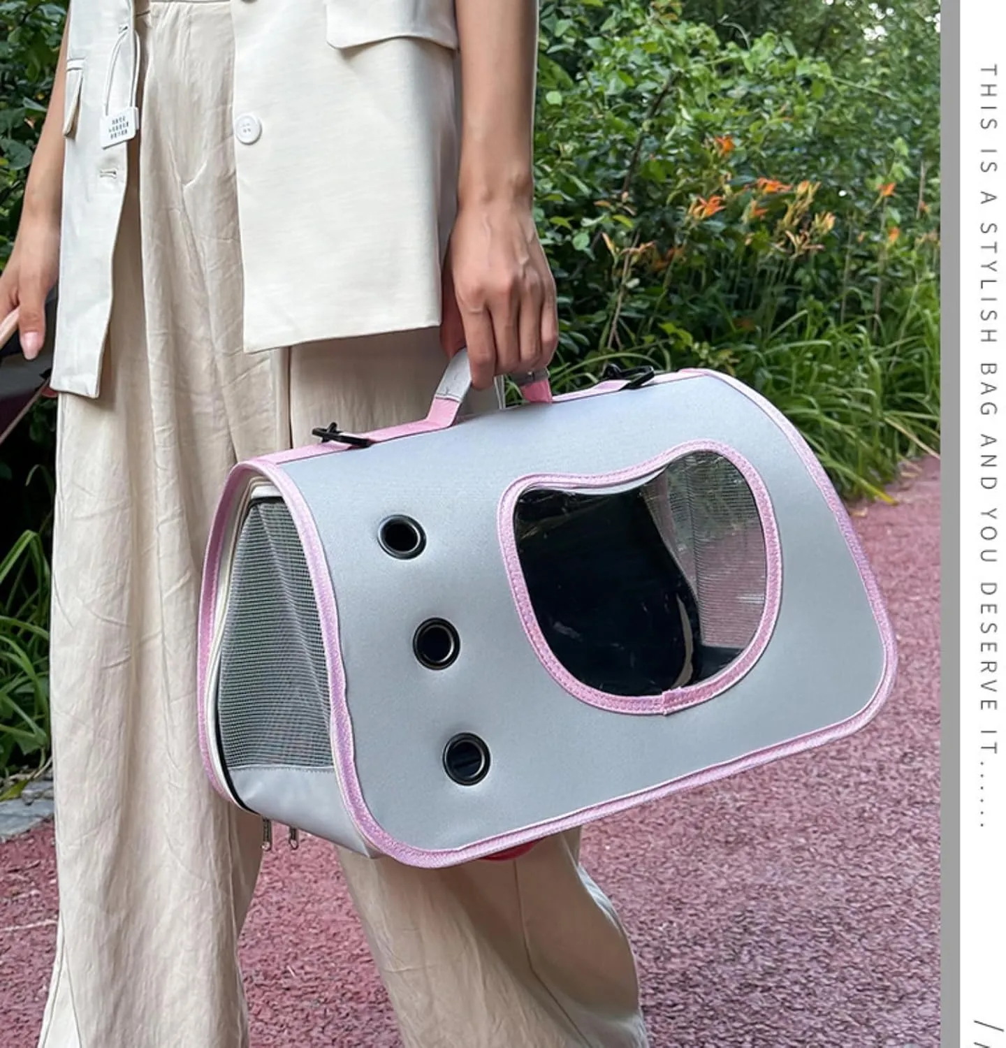 Portable Cat Carrier Backpack for Small Pets  Foldable Breathable Design, Multifunctional Pet Travel Bag (Dog & Cat), Oxford Cloth, Adjustable Strap, Lightweight & Secure (Pink)