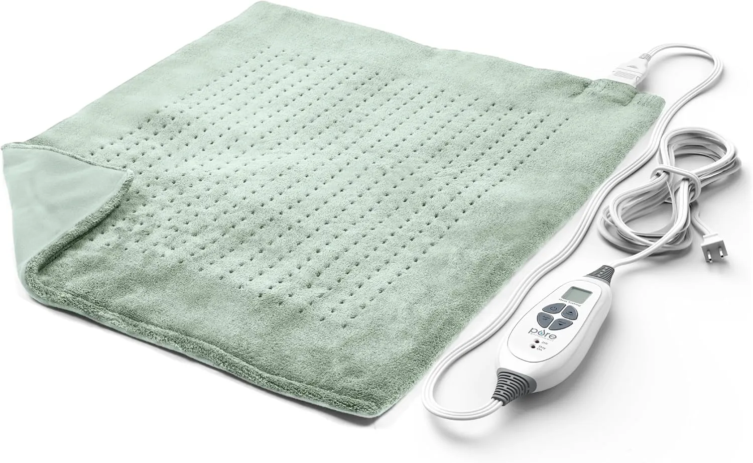 Pure Enrichment WeightedWarmth Extra-Wide Weighted Heating Pad for Cramps, Back, & Shoulder Joint Relief, 3.5 lbs, 6 Heat Settings, Microplush, Machine Washable, 2 Hr Auto Shut-Off, 20x24 (Jade)