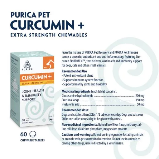 Purica Curcumin  Extra Strength Joint Health & Immunity Support 60 chew tabs