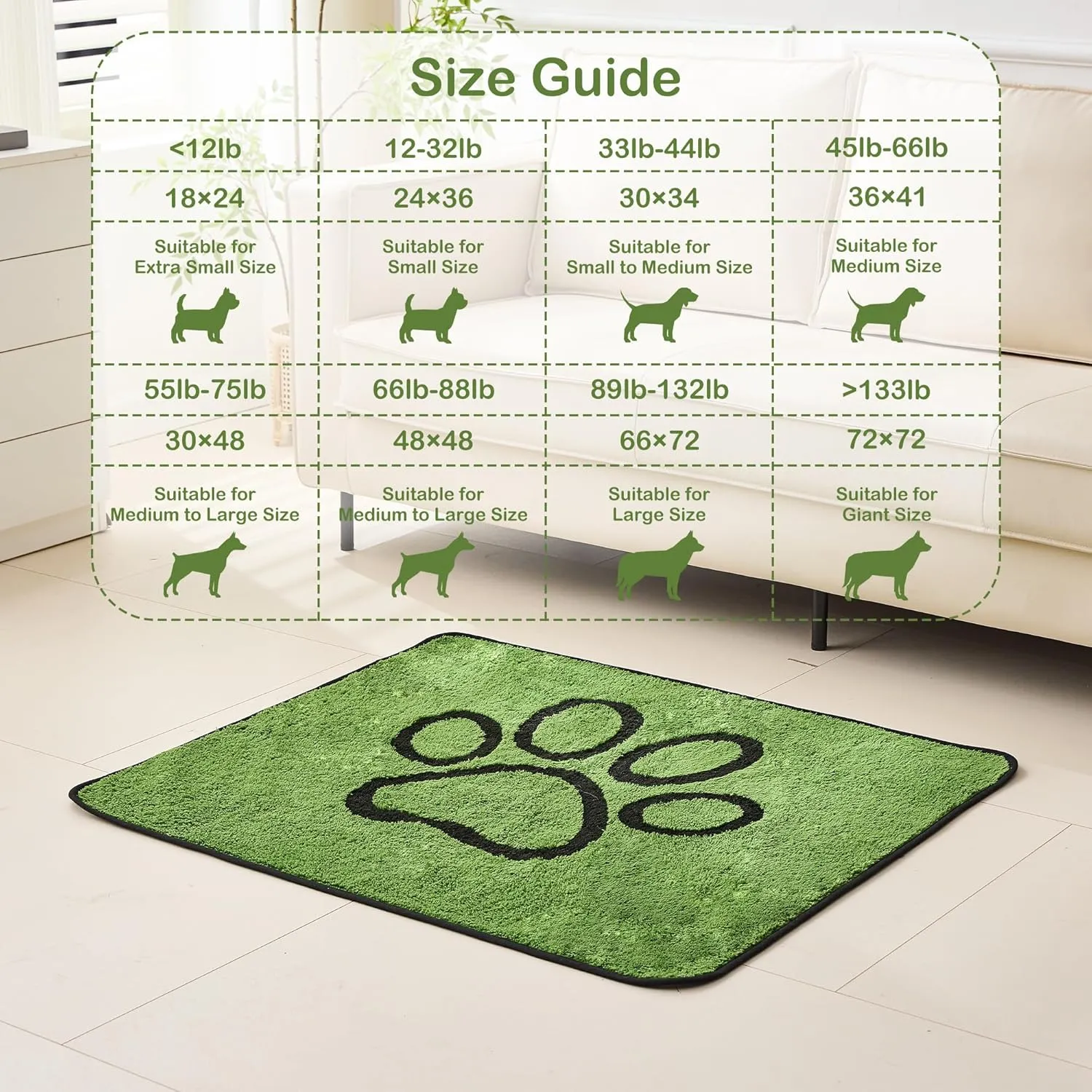 Qeils Washable Pee Pads for Dogs, 2 Pack Super Absorbent Reusable Puppy Pads with Green Long Wool for Potty Training, Floor, Couch, Bed, and Crate,24"x 36"