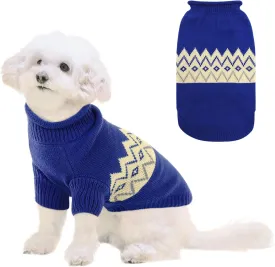 Queenmore Warm Dog Sweater, Soft Pet Knitwear, Knitted Pullover, Winter Pet Clothes for Small Medium Dogs Cats