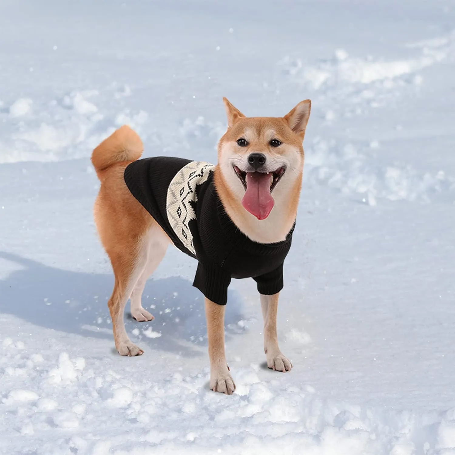 Queenmore Warm Dog Sweater, Soft Pet Knitwear, Knitted Pullover, Winter Pet Clothes for Small Medium Dogs Cats