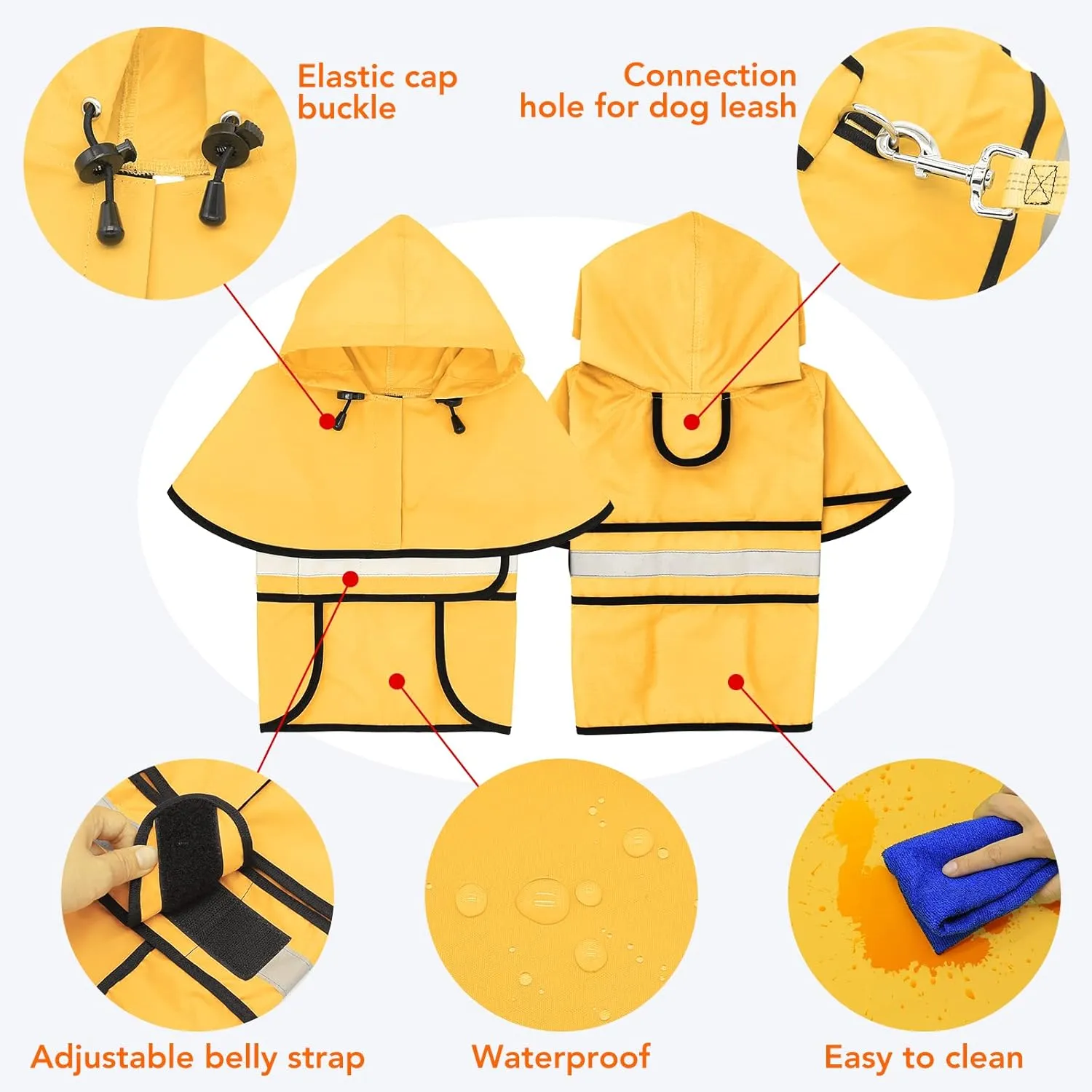 Raincoat for Dogs - Waterproof Reflective Rain Coat Slicker Poncho, Lightweight Safety Dog Raincoat Jacket for Small, Medium, Large Dogs (X-Large, Yellow)