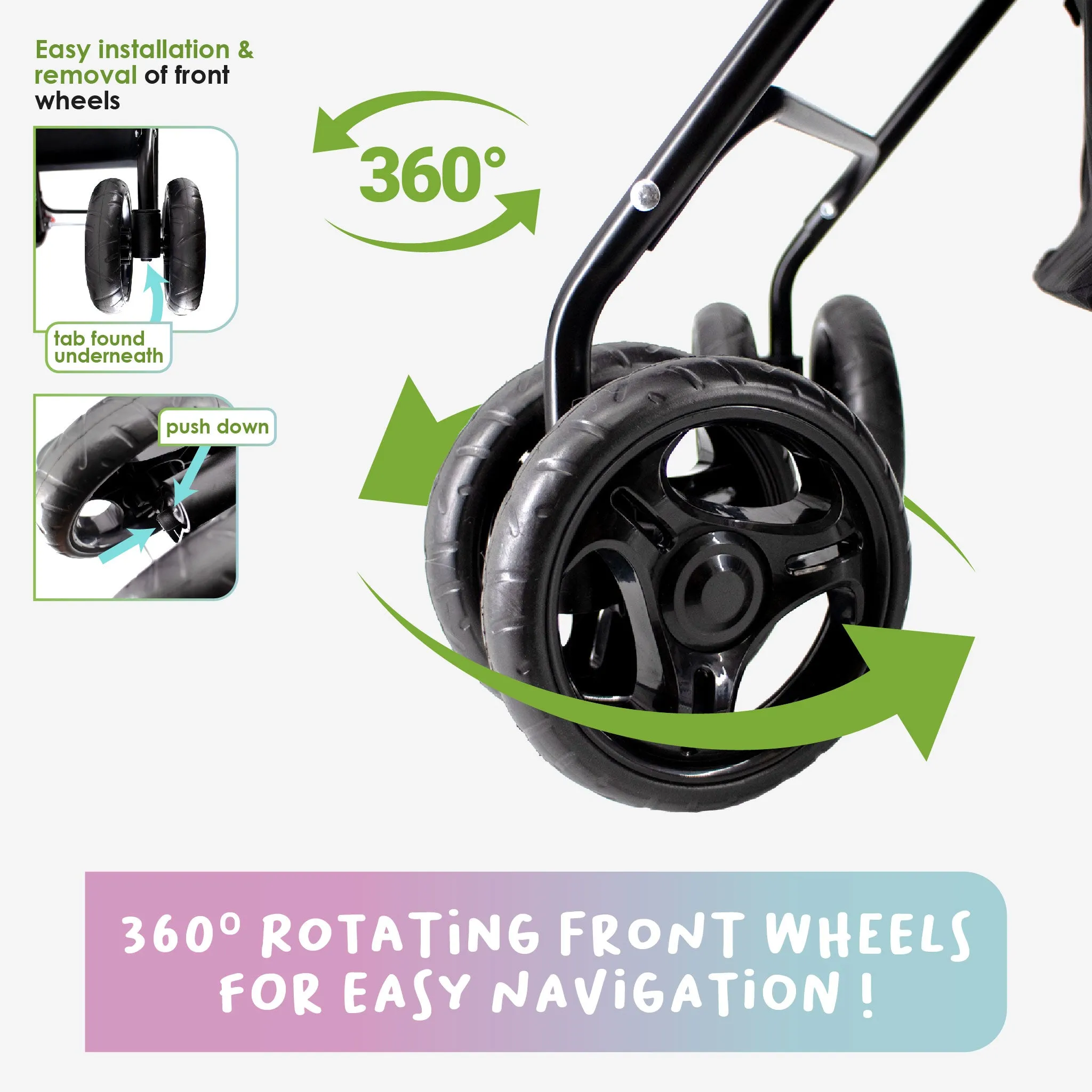 Rollin' Pet Stroller - Lightweight, Compact, Easy Fold, Quality Mesh Windows, Comfortable Handle, Durable for Dogs/Cats/Pets up to 33LB
