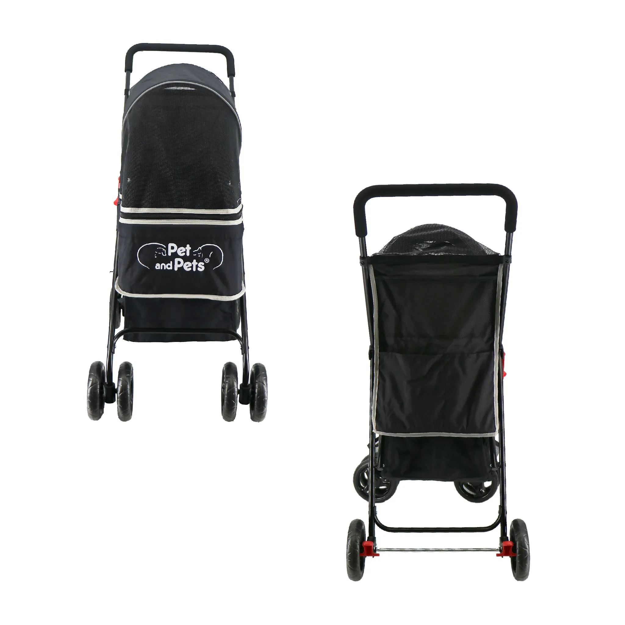 Rollin' Pet Stroller - Lightweight, Compact, Easy Fold, Quality Mesh Windows, Comfortable Handle, Durable for Dogs/Cats/Pets up to 33LB