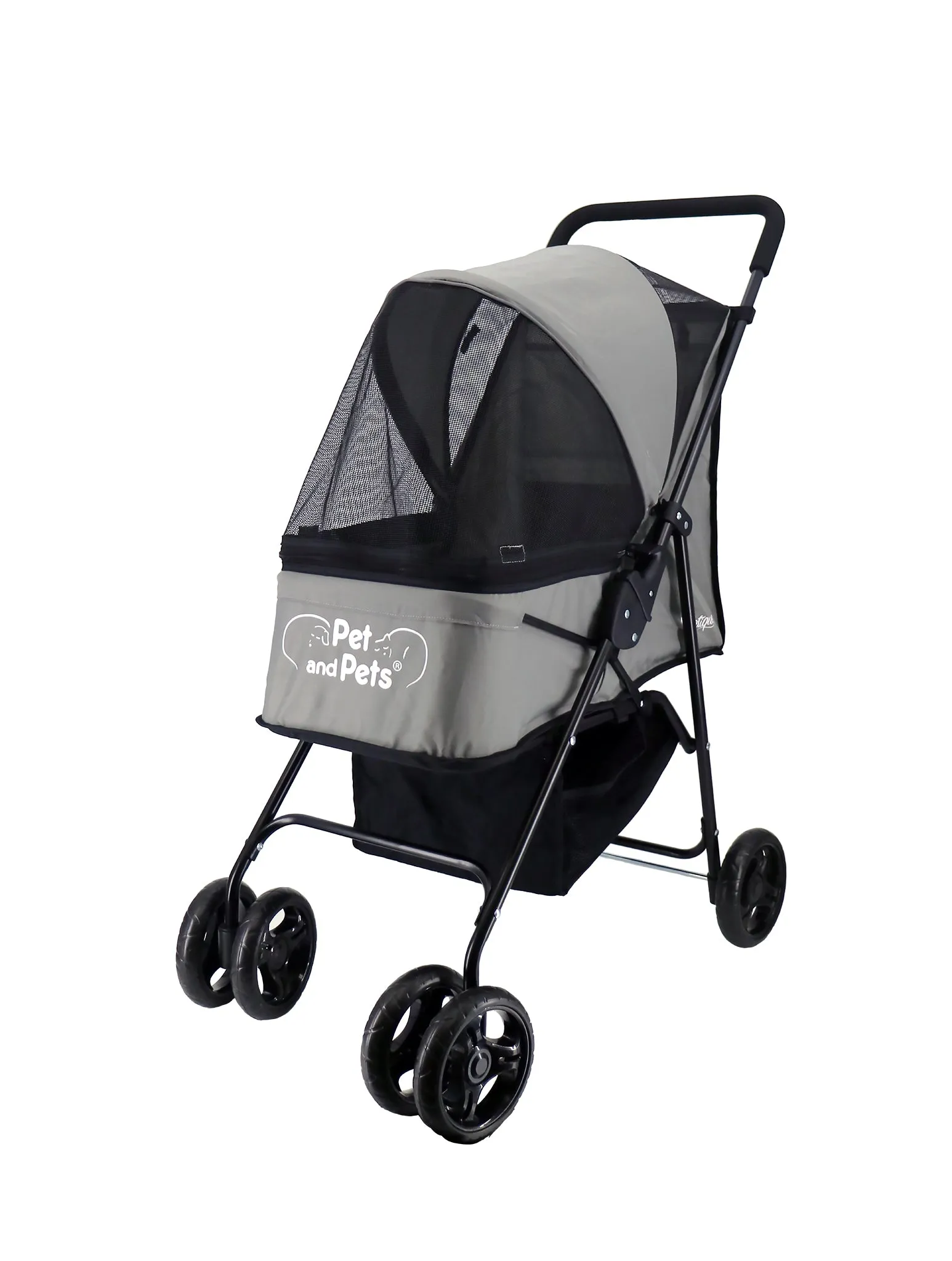 Rollin' Pet Stroller - Lightweight, Compact, Easy Fold, Quality Mesh Windows, Comfortable Handle, Durable for Dogs/Cats/Pets up to 33LB