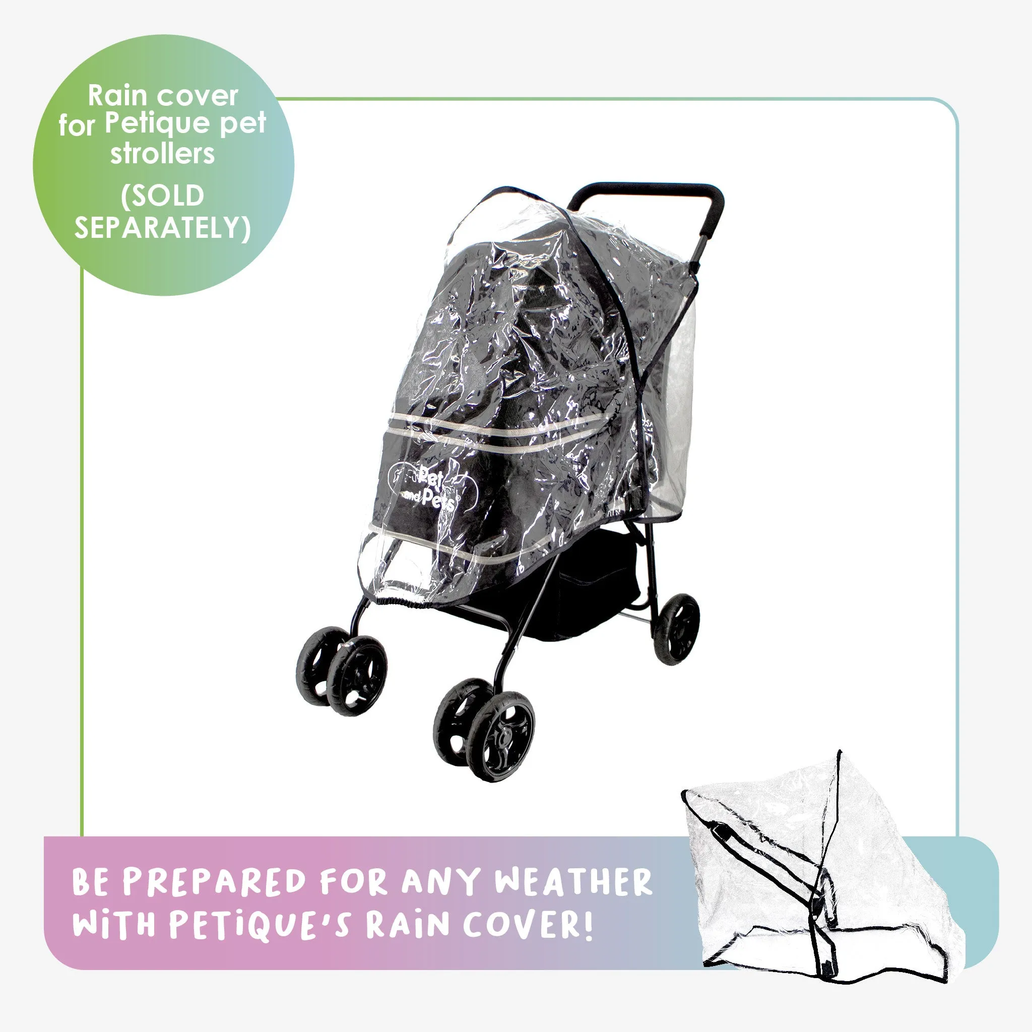 Rollin' Pet Stroller - Lightweight, Compact, Easy Fold, Quality Mesh Windows, Comfortable Handle, Durable for Dogs/Cats/Pets up to 33LB