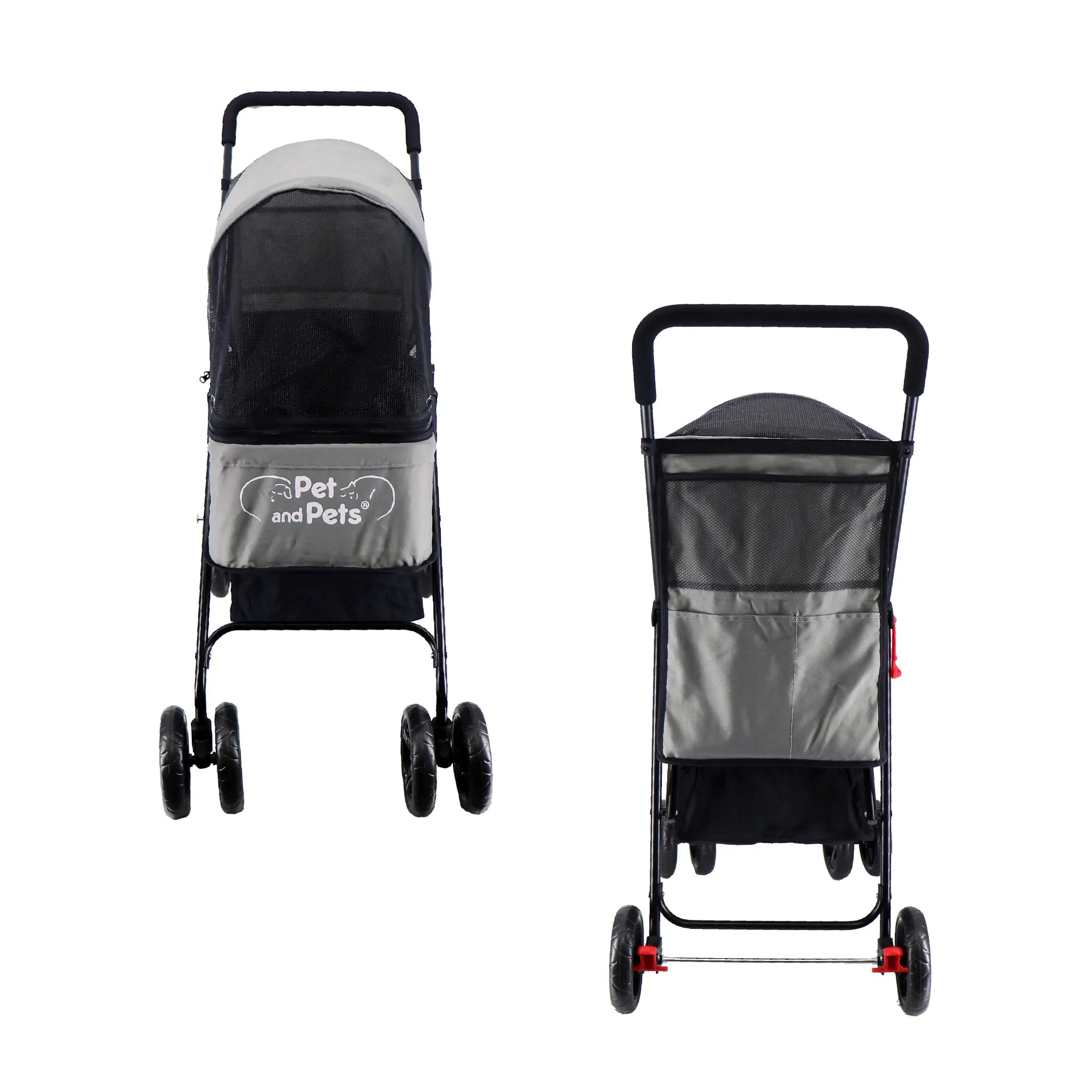 Rollin' Pet Stroller - Lightweight, Compact, Easy Fold, Quality Mesh Windows, Comfortable Handle, Durable for Dogs/Cats/Pets up to 33LB