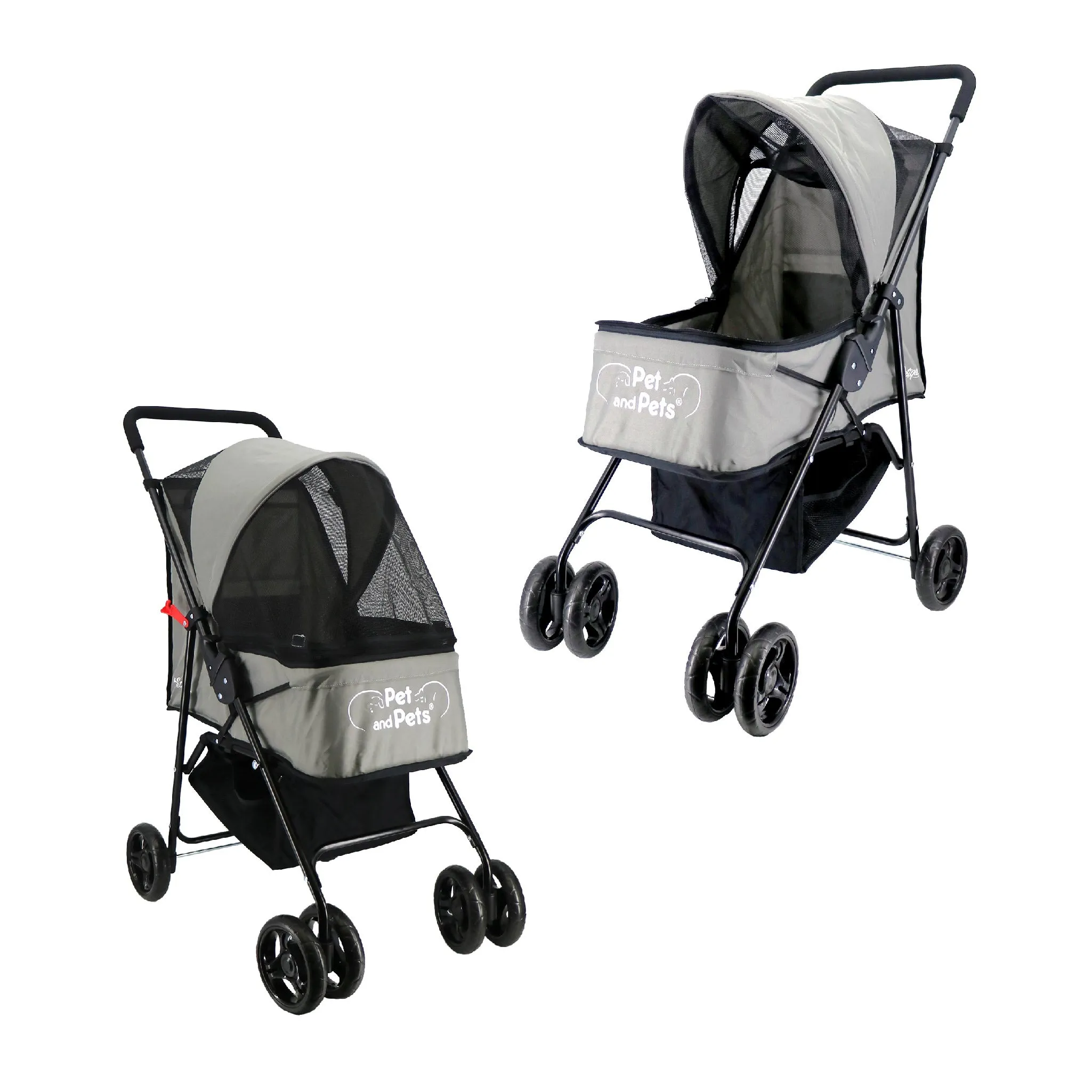Rollin' Pet Stroller - Lightweight, Compact, Easy Fold, Quality Mesh Windows, Comfortable Handle, Durable for Dogs/Cats/Pets up to 33LB