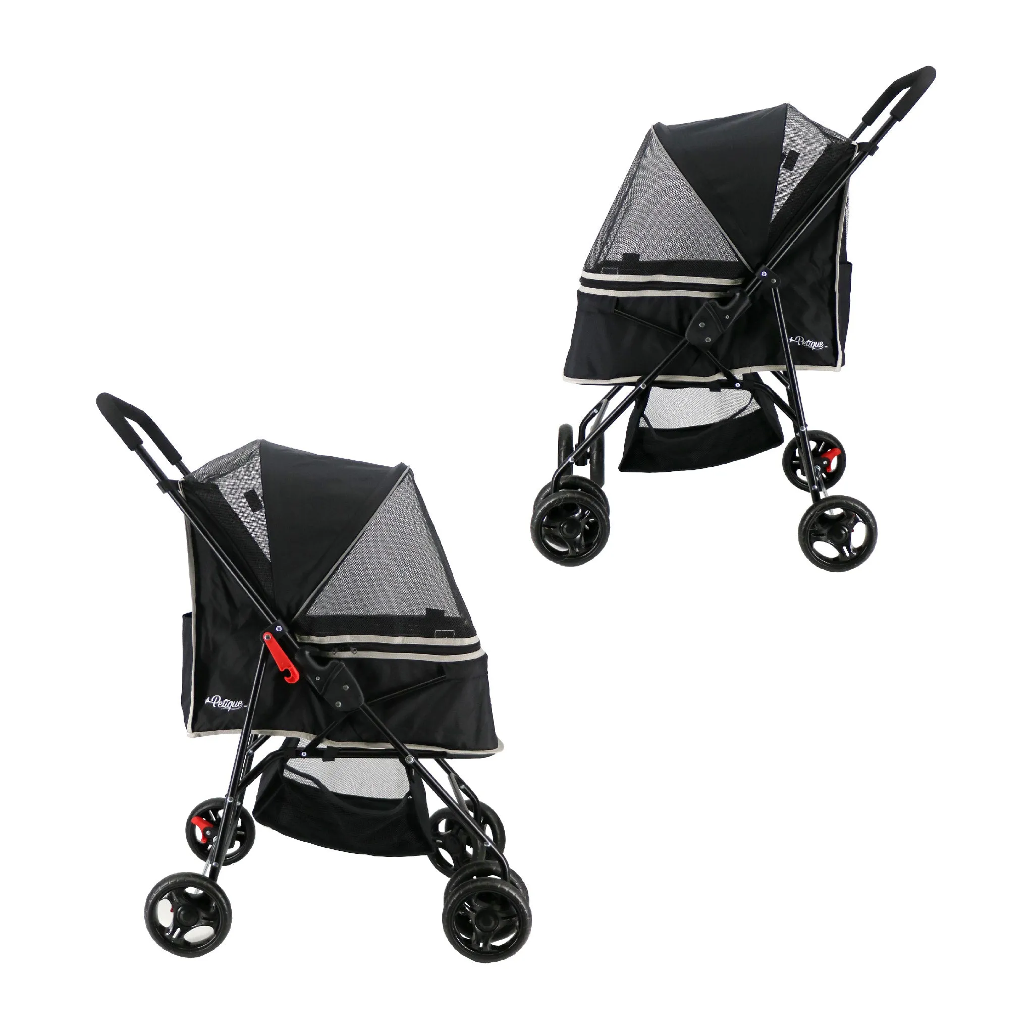 Rollin' Pet Stroller - Lightweight, Compact, Easy Fold, Quality Mesh Windows, Comfortable Handle, Durable for Dogs/Cats/Pets up to 33LB