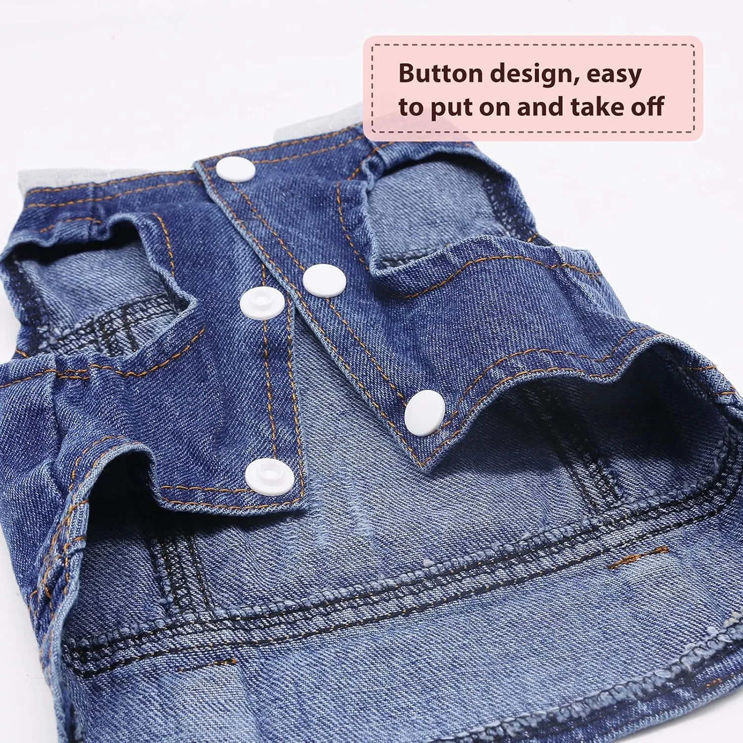 SILD Pet Clothes Dog Jeans Jacket Cool Blue Denim Coat Small Medium Dogs Lapel Vests Classic Hoodies Puppy Blue Vintage Washed Clothes