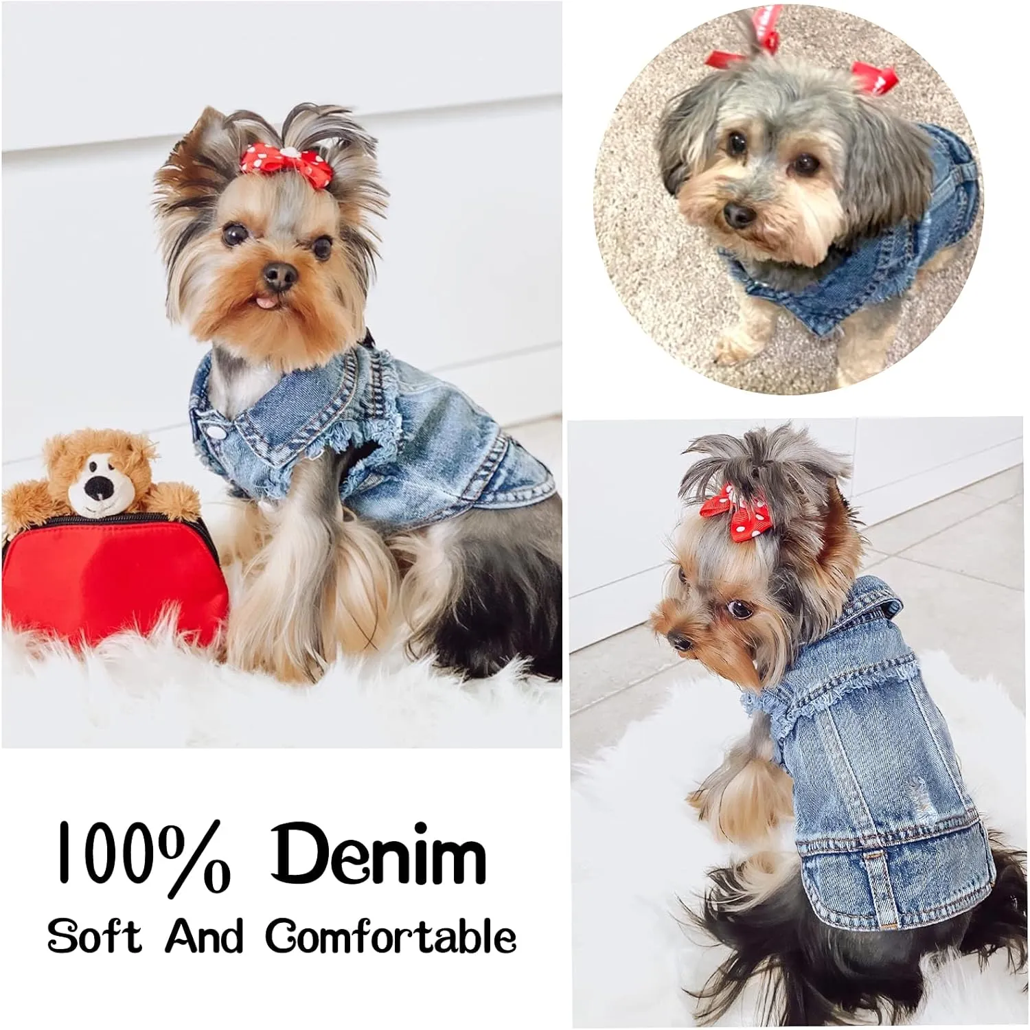SILD Pet Clothes Dog Jeans Jacket Cool Blue Denim Coat Small Medium Dogs Lapel Vests Classic Hoodies Puppy Blue Vintage Washed Clothes