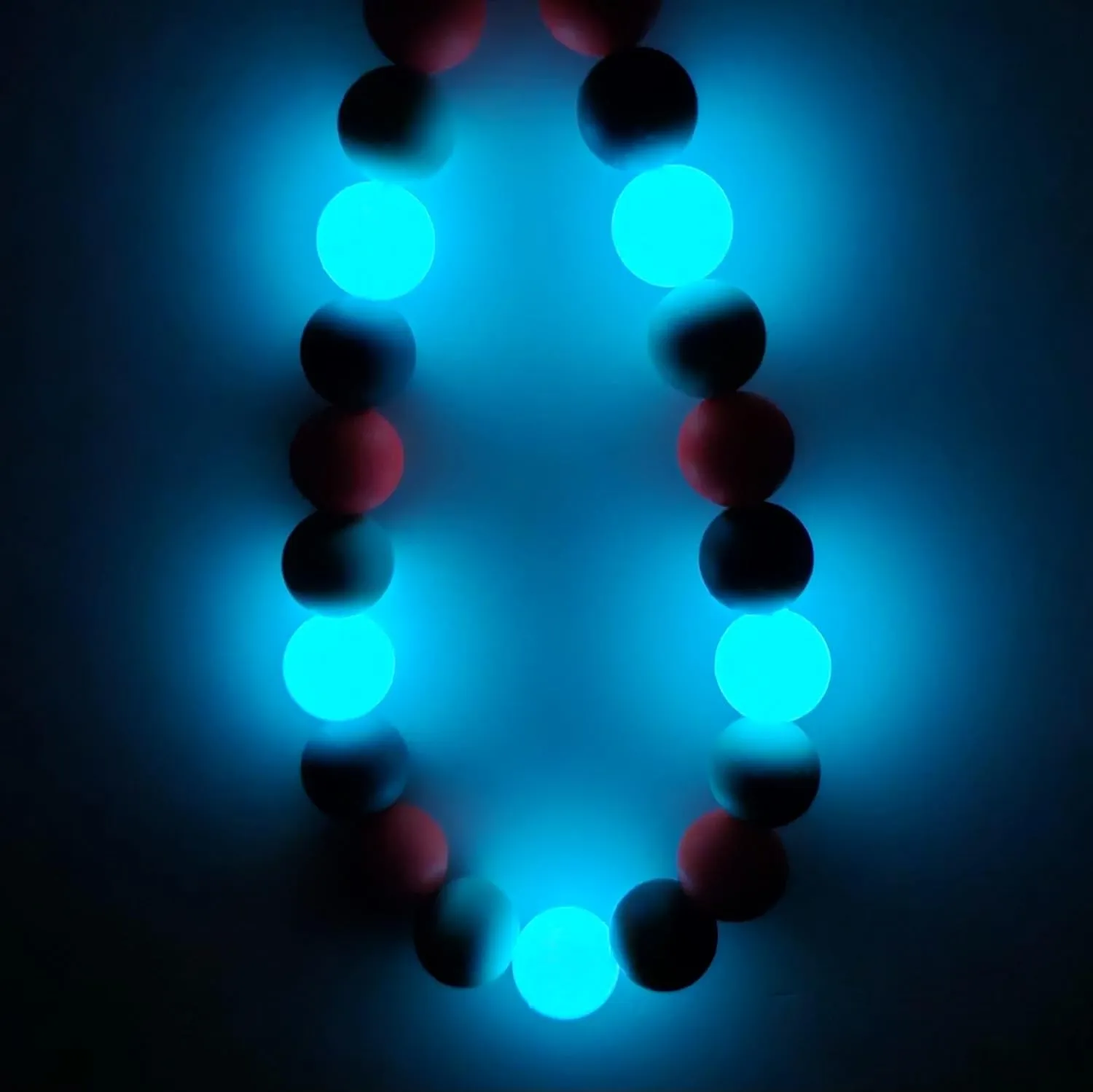 Silicone Bead Collar - Glow in The Dark Beads - Waterproof - 100% Non-Toxic - All Breeds - Comet (18)