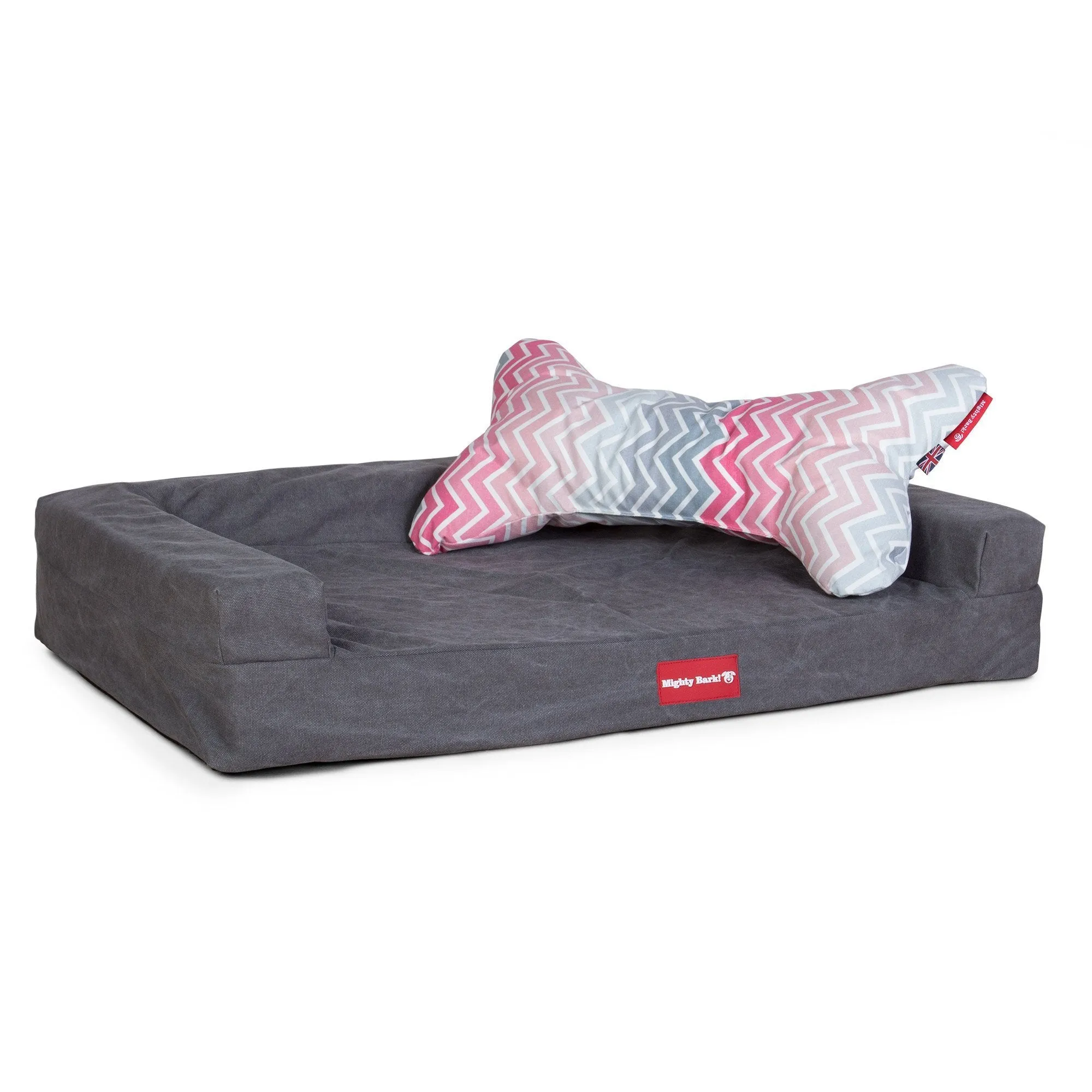 The Bone - Bone Shaped Pillow For On Dog Beds - Geo Print Chevron Pink
