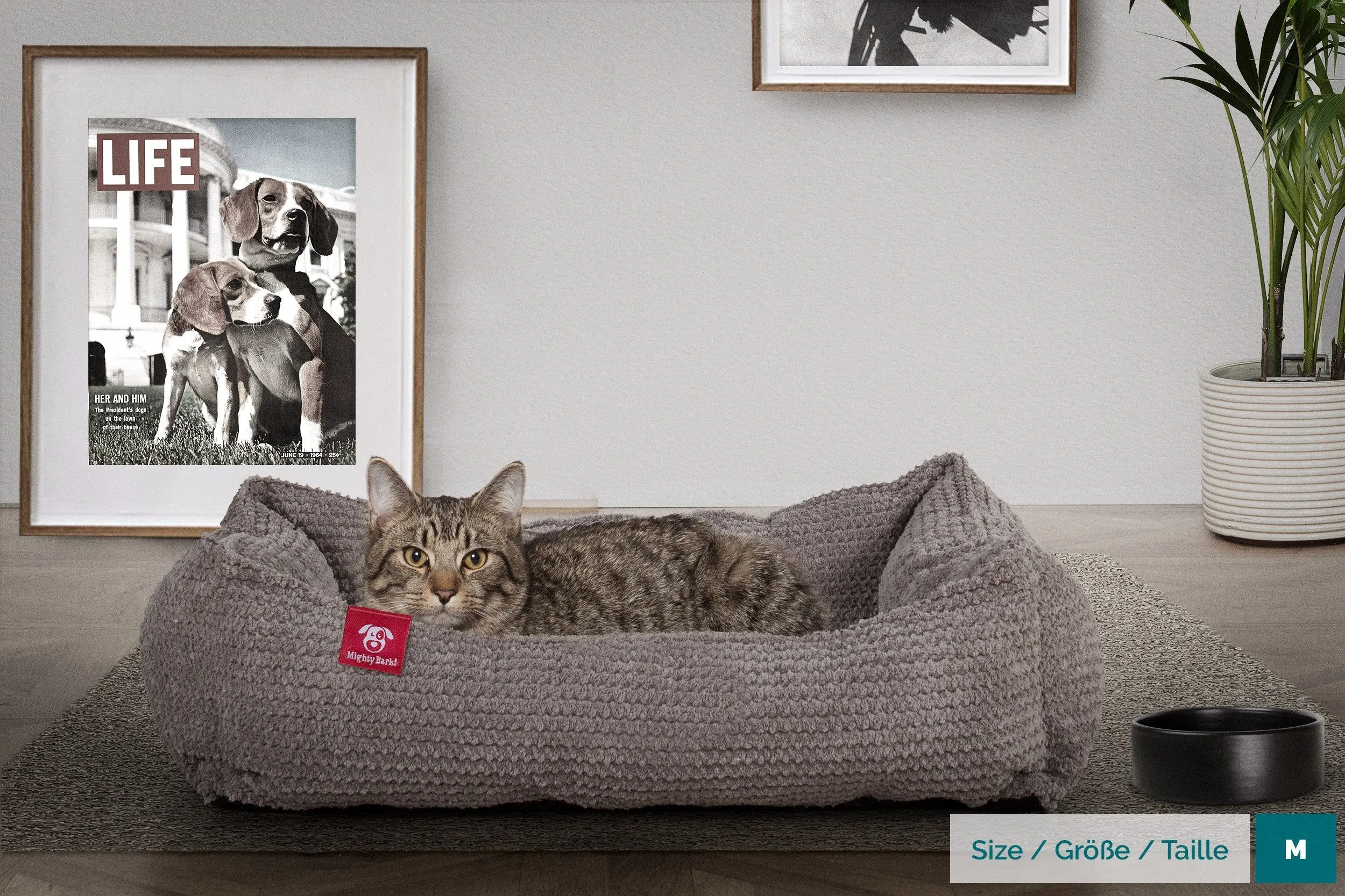 The Cat Bed - Memory Foam Cat Bed - Pom Pom Charcoal Grey