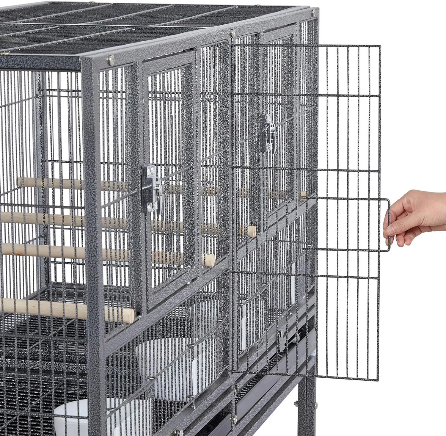 Topeakmart 3 Pack Divided Breeder Parakeet Canary Lovebird Finch Budgie Bird Cages W/Rolling Stand