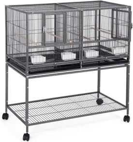 Topeakmart 3 Pack Divided Breeder Parakeet Canary Lovebird Finch Budgie Bird Cages W/Rolling Stand