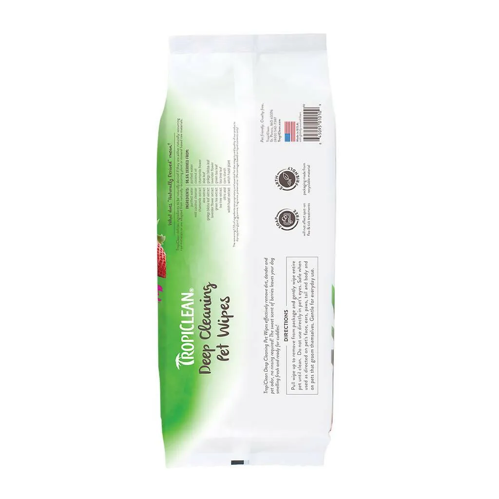 Tropiclean Deep Cleaning Berry & Coconut Deodorizing Pet Wipes (100 ct)