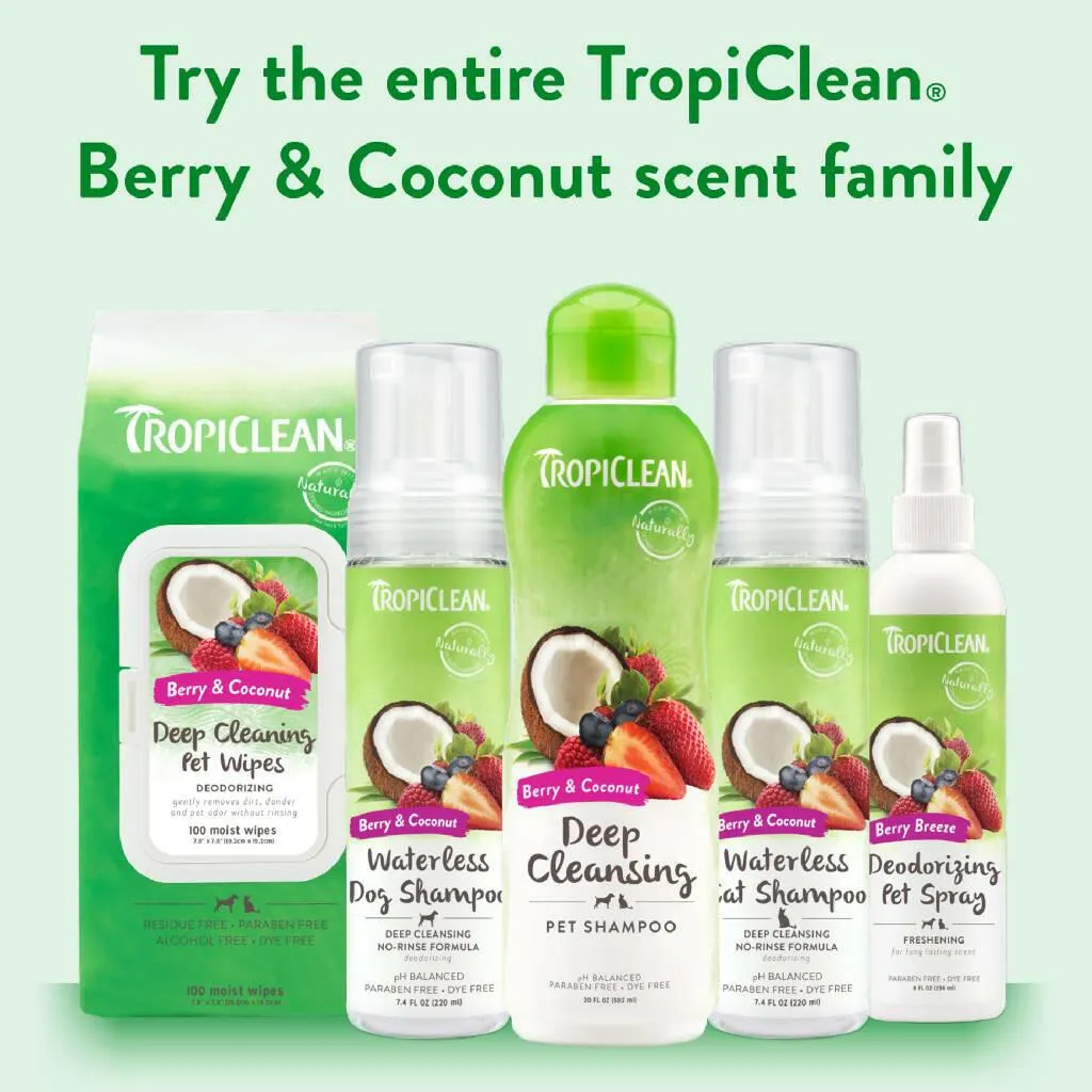 Tropiclean Deep Cleaning Berry & Coconut Deodorizing Pet Wipes (100 ct)