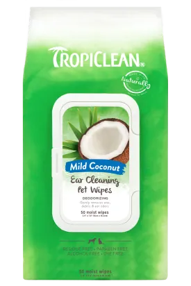 TropiClean Mild Coconut Ear Cleaning Wipes for Pets