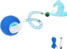 Upgraded Interactive Cat Toy, cat Toys for Indoor Cats, Automatic Kitten Ball with Mesh Elastic Tail, Moving Cat Toy for Bored Indoor Adult Cats, Motion Activated