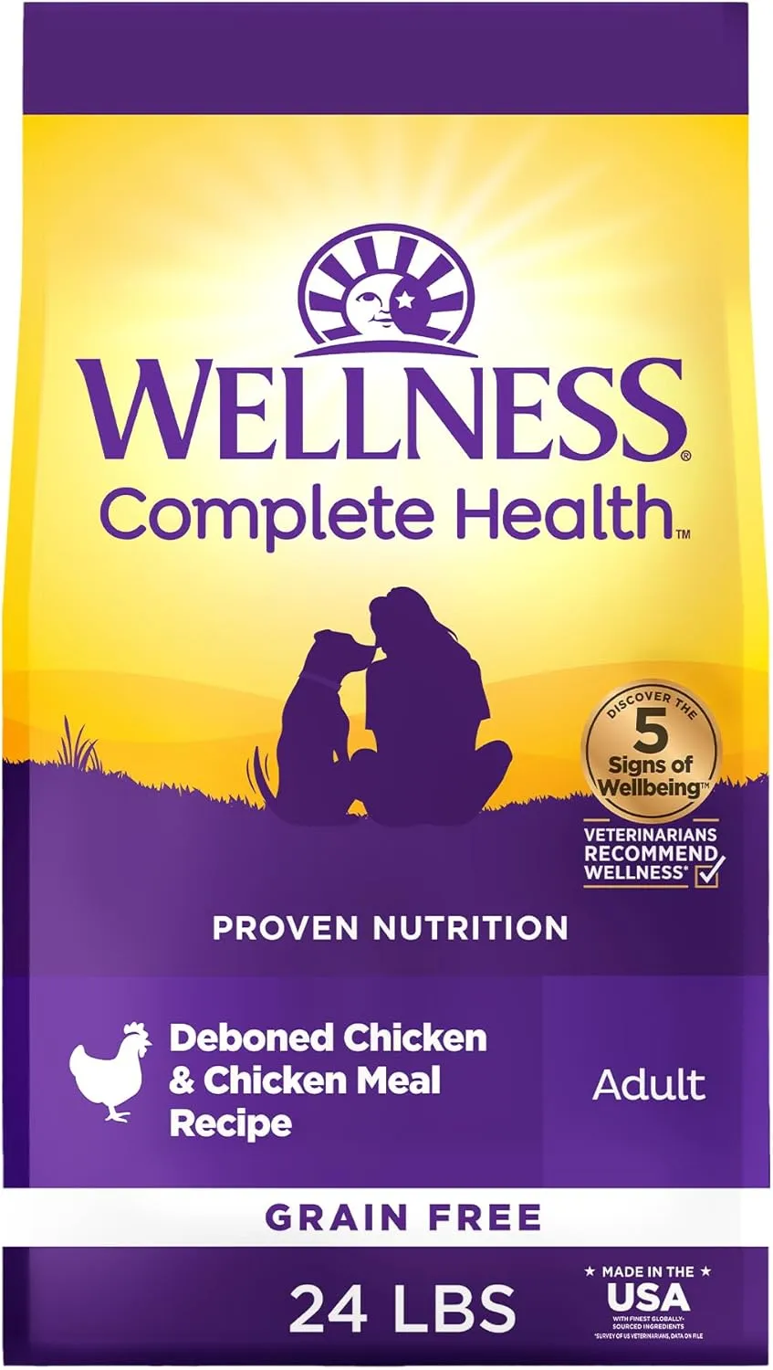 Wellness Complete Health Dry Dog Food, Grain-Free, Natural, Chicken Recipe, (24-Pound Bag)