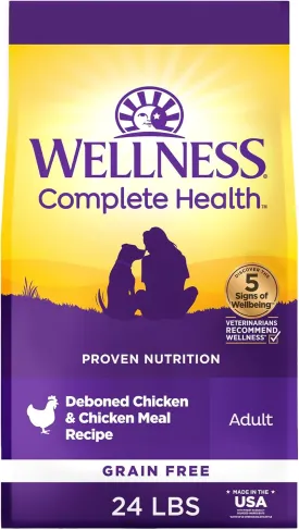 Wellness Complete Health Dry Dog Food, Grain-Free, Natural, Chicken Recipe, (24-Pound Bag)